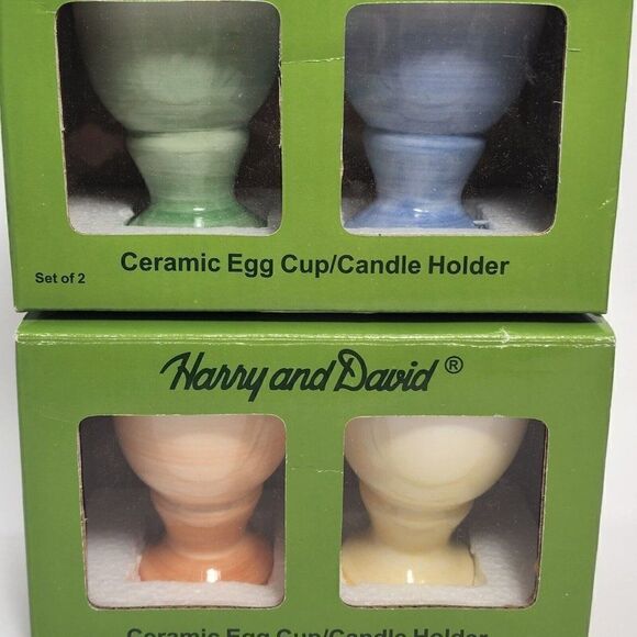 Set of 4 - Harry and David Ceramic Egg Cup/ Candle Holder 3" - Picture 2 of 7